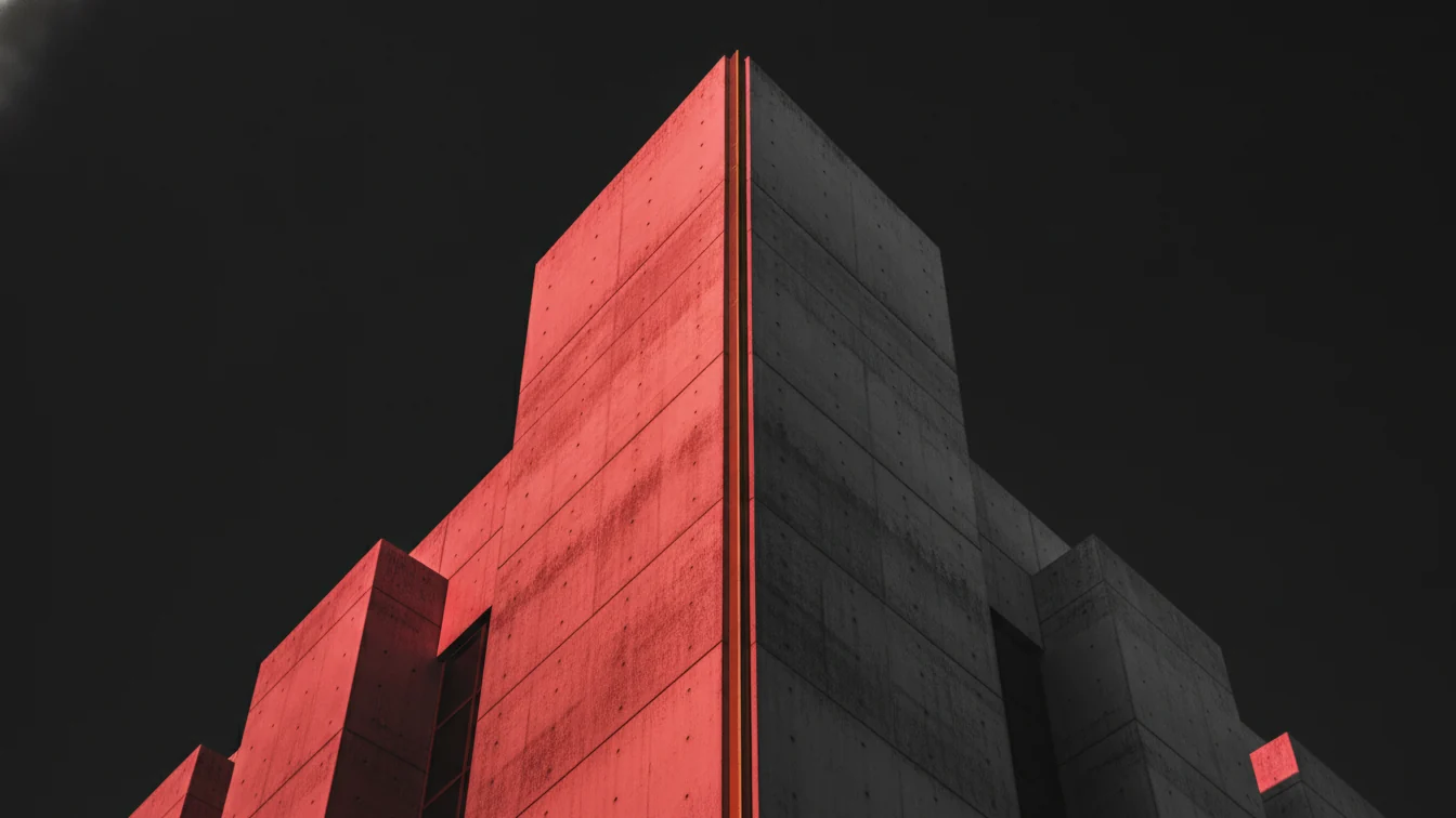 Angle d'un bâtiment en béton brut